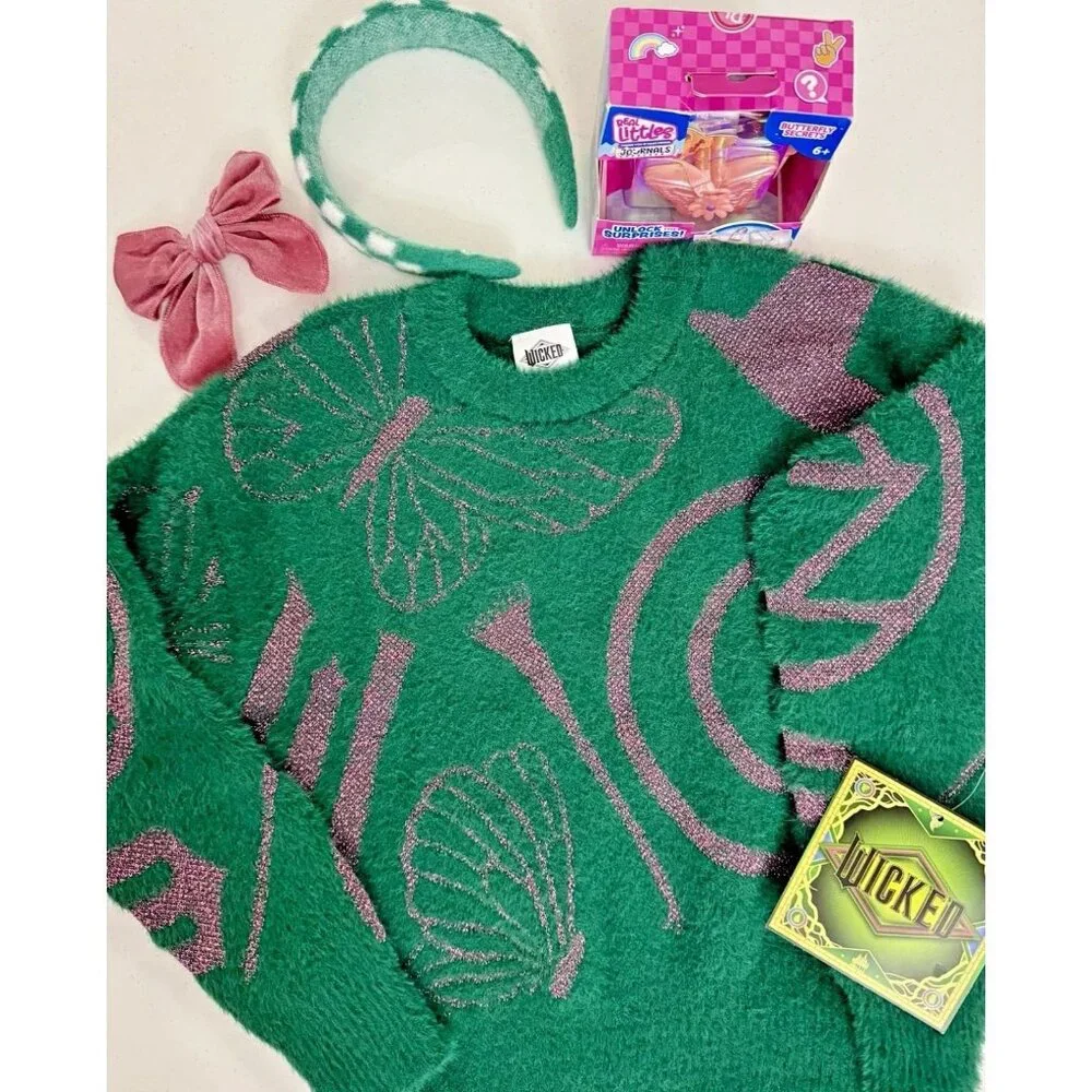 WICKED GIRLS S Sweater 4 Piece Set Bow Headband Butterfly Secrets Micro Journals